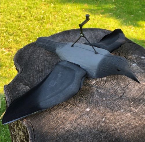 Coppia cornacchie ali aperte in tessuto /