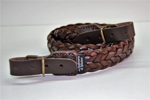 Cinghia fucile 7 capi cuoio marrone intrecciato / 216